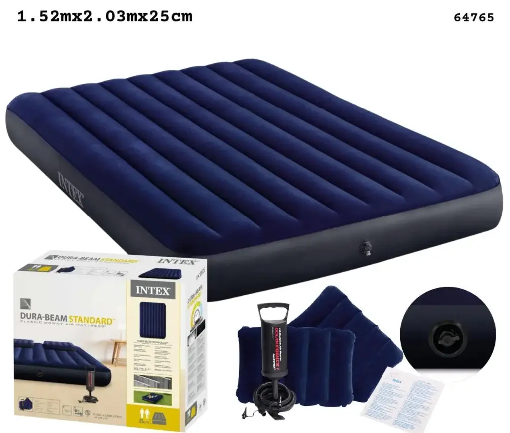 Colchón inflable Intex con 2 almohadas y inflador incorporado.