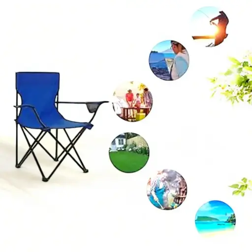 Silla plegable con porta vaso y estuche de transporte.